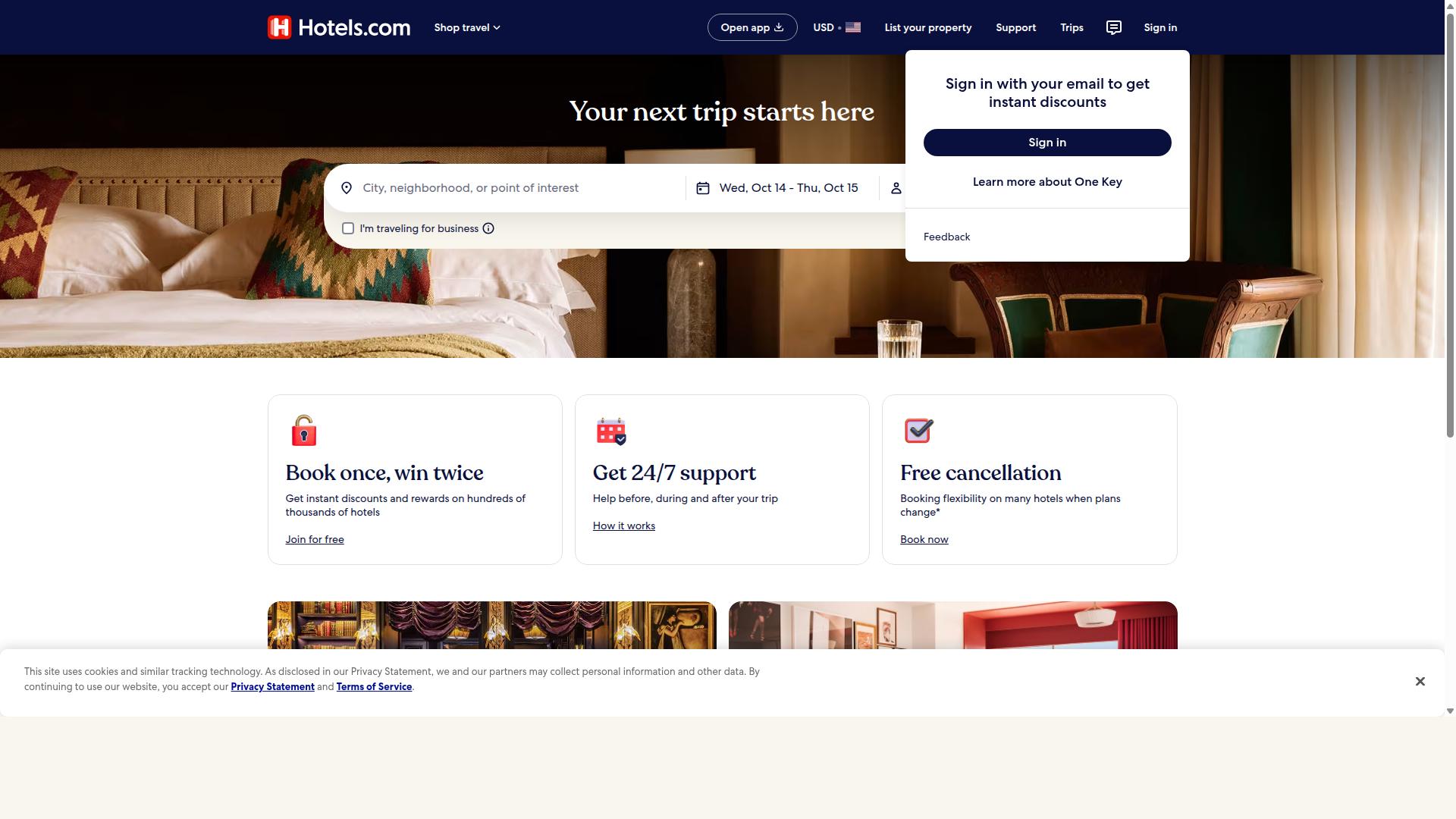 Hotels.com website